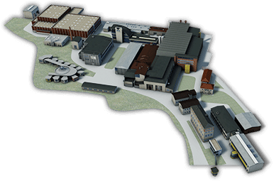 3D Rendering eines Werksgeländes einer Firma