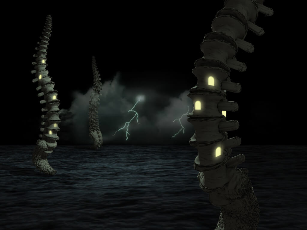 Rendering eines Wirbelsäulen-Turms