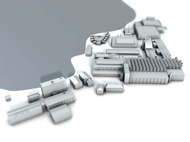 Rendering eines Firmengeländes