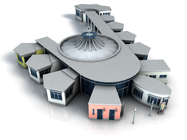 Rendering einer Gebäudegruppe