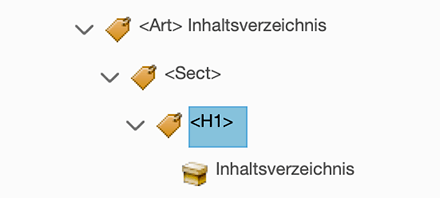 Bildschirmfoto eines PDF Tag-Strukturbaums