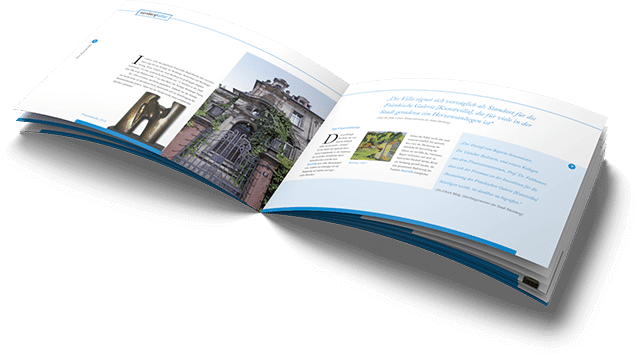 Doppelseite der Imagebroschüre für die Kunstvilla im KunstKulturQuartier Nürnberg