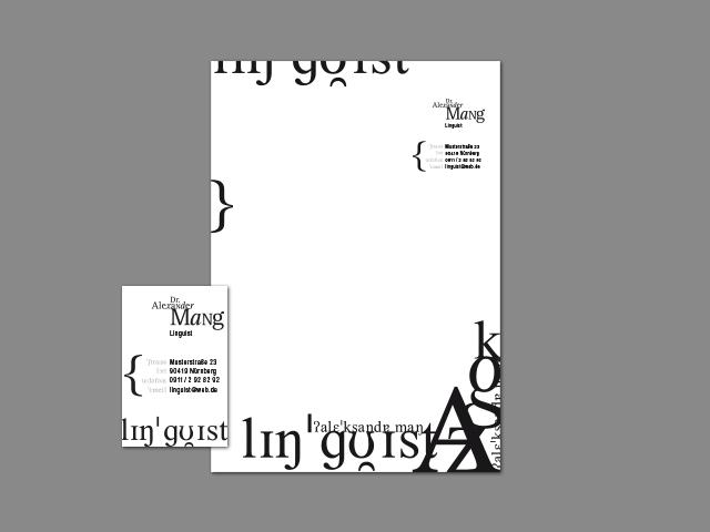 Geschäftsausstattung eines Linguisten