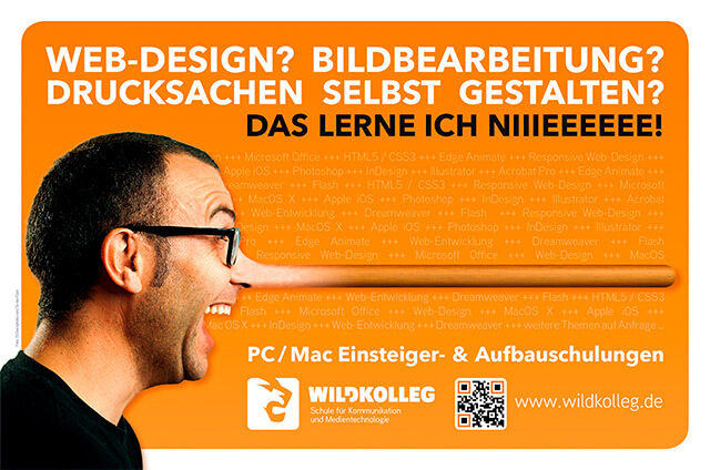 Gestaltung einer Werbetafel für ein Software-Schulungszentrum