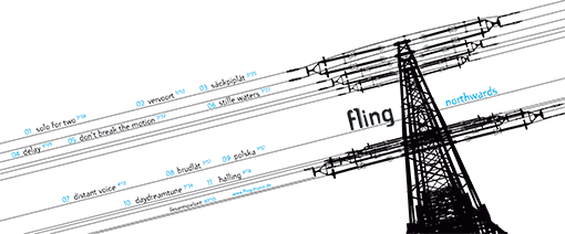 Strommast, auf dessen Stromleitungen die Liedtexte stehen
