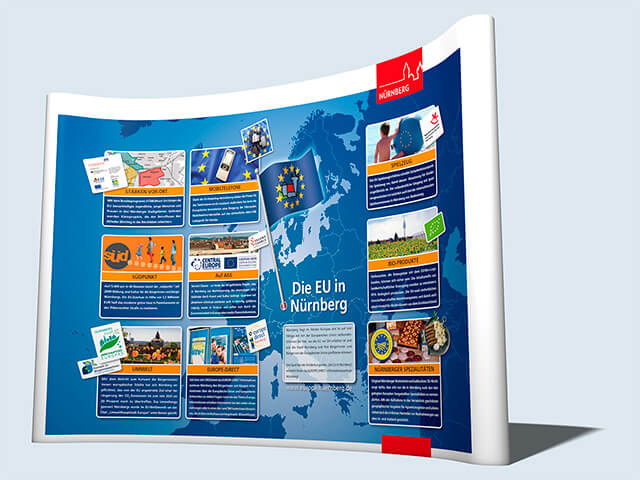 Messewand-Gestaltung für das Europabüro der Stadt Nürnberg