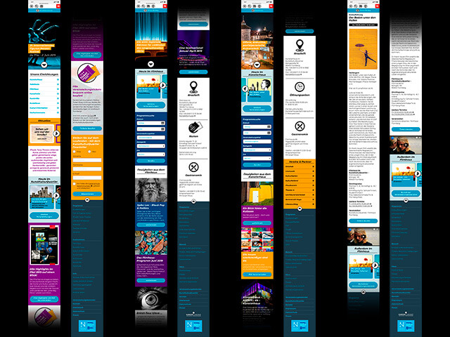 Screendesign-Entwürfe der KunstKulturQuartier Internetseite, Mobil-Ansicht