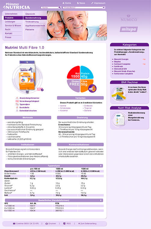 Screendesign-Entwurf einer Produktdetailseite