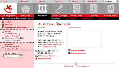 Screendesign-Entwurf einer Unterseite für die Spielwarenmesse Nürnberg
