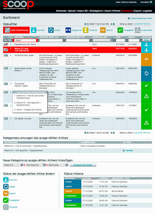 Screendesign-Entwurf für ein firmeneigenes CMS-System