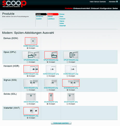 Screendesign-Entwurf für ein firmeneigenes CMS-System