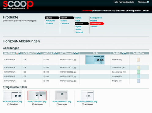 Screendesign-Entwurf für ein firmeneigenes CMS-System