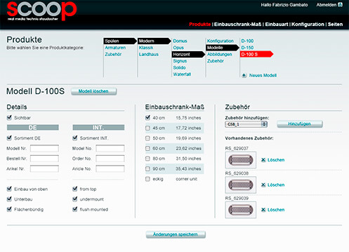 Screendesign-Entwurf für ein firmeneigenes CMS-System