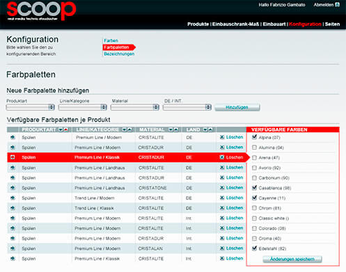 Screendesign-Entwurf für ein firmeneigenes CMS-System