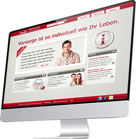 Ein Desktop-Computer, auf dem die Homepage des Instituts für Vorsorge- und Finanzplanung zu sehen ist