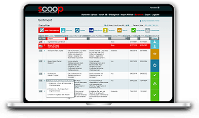 Ein Laptop, auf dem ein individuell gestaltetes CMS zu sehen ist